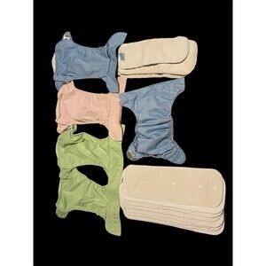 Lot Of 5 bumGenius One-Size Pocket Diapers With 11 Inserts 1 All in One